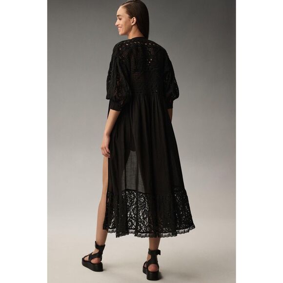 Anthropologie Mixed Lace Crochet Duster Jacket - Picture 4 of 8